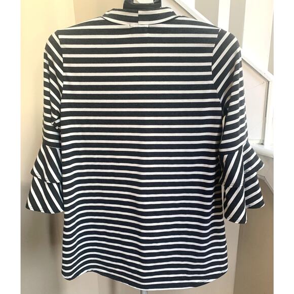 Sweet Lovely Women's Striped Bell Sleeve XL Black & White Top - Picture 1 of 8